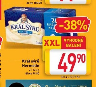 Král sýrů Hermelín 2x 120 g