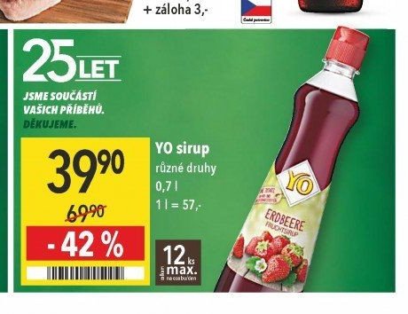 YO sirup různé druhy 0,7 l