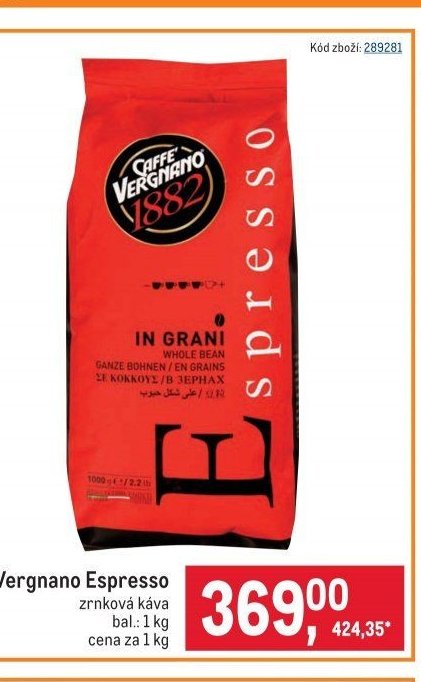 Vergnano Espresso zrnková káva