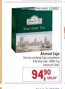 Ahmad čaje černý a zelený čaj s úvazkem