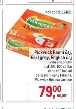 Pickwick Ranní čaj, Earl grey, English čaj