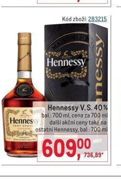 Hennessy V.S. 40% - Makro akcniletaky.com