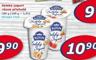 Ochucený jogurt selský Kunín