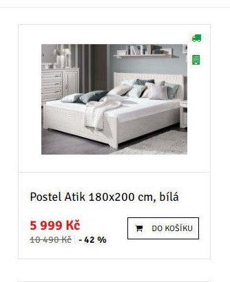 Postel Atik 180x200 cm, bílá - ASKO akcniletaky.com