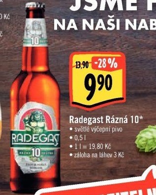 Pivo světlé výčepní Rázná 10° Radegast
