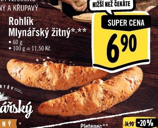 Rohlík Mlynářský žitný