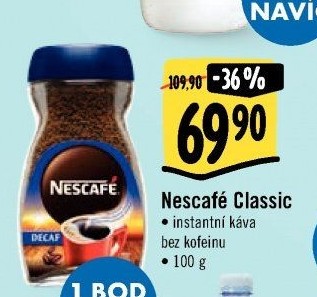 Instantní káva bez kofeinu Nescafé Classic