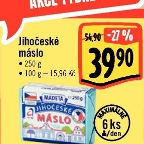 Máslo Jihočeské Madeta