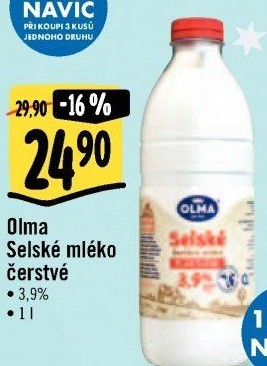 Mléko čerstvé selské Olma - 3,9% plnotučné