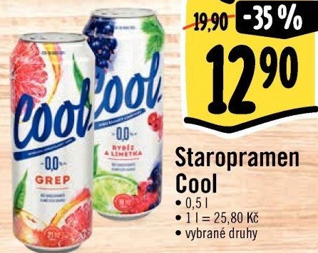 Nealkoholické pivo ochucené Staropramen Cool