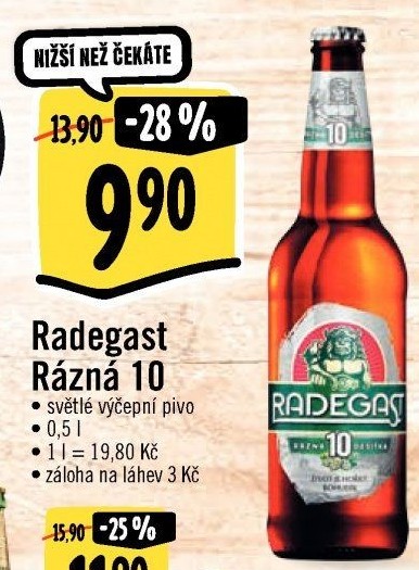 Pivo světlé výčepní Rázná 10° Radegast