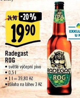 Pivo světlý výčepní speciál ROG IPA Radegast