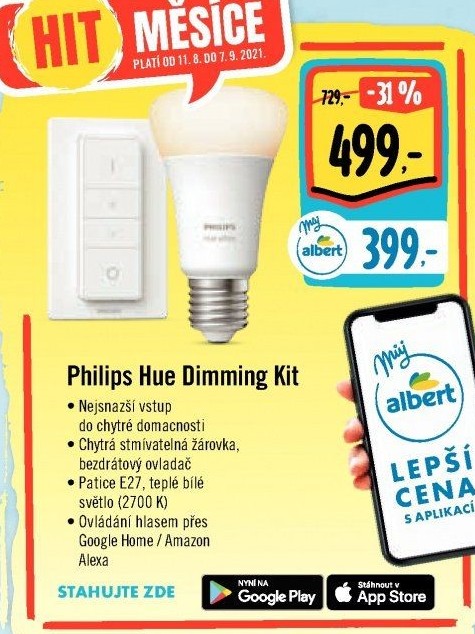 Set Smart žárovka s vypínačem Hue Dim kit Philips