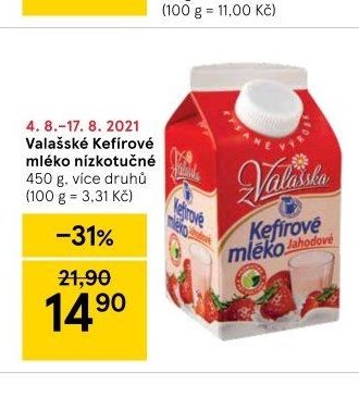 Valašské Kefírové mléko nízkotučné