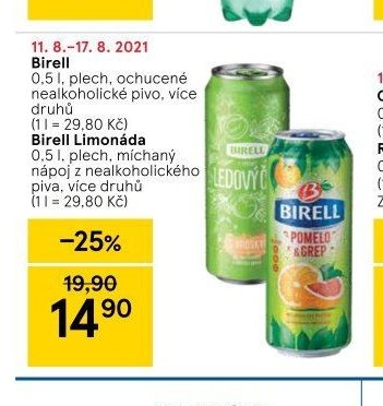 Birell ochucené nealkoholické pivo / Birell Limonáda