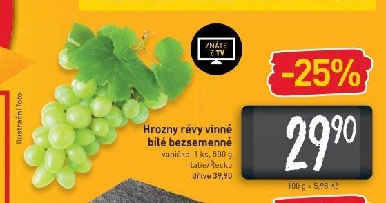 Hrozny révy vinné bílé bezsemenné