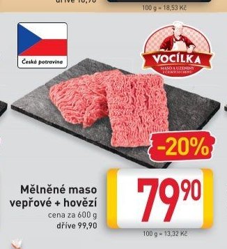 Mělněné maso vepřové + hovězí