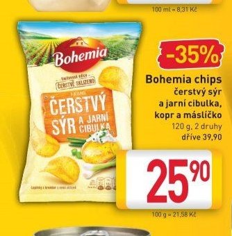 Bohemia chips čerstvý sýr a jarní cibulka