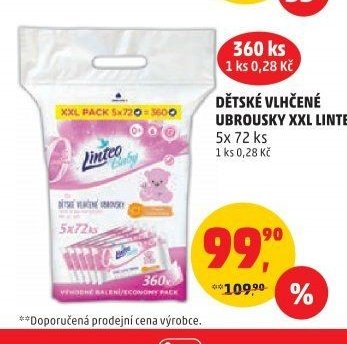 DĚTSKÉ VLHČENÉ UBROUSKY XXL LINTEO 5x 72 ks