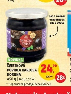 Švestková povidla Karlova Koruna