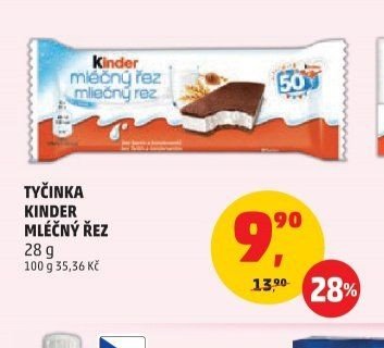 Tyčinka Kinder Mléčný řez