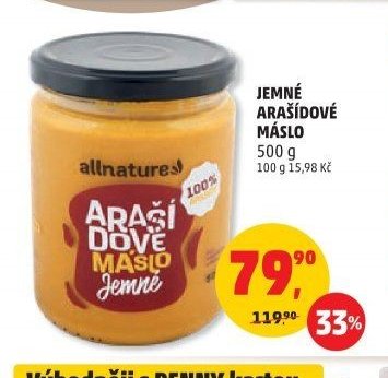 JEMNÉ ARAŠÍDOVÉ MÁSLO ALLNATURES