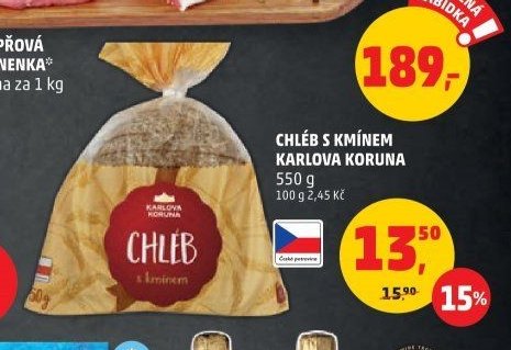 Chléb s kmínem Karlova koruna