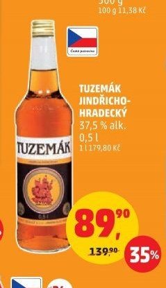 TUZEMÁK JINDŘICHO HRADECKÝ 37,5 % alk. 0,5 l