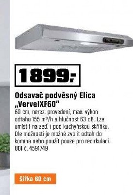 Odsavač podvěsný Elica „VerveIXF60“