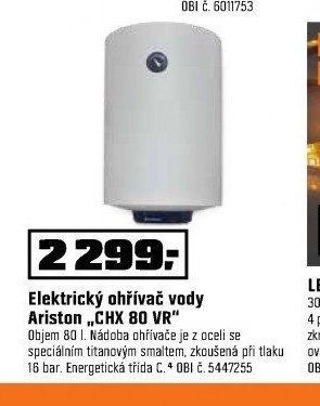 Elektrický ohřívač vody Ariston „CHX 80 VR“