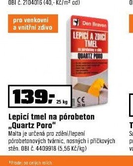 Lepicí tmel na pórobeton Quartz Poro