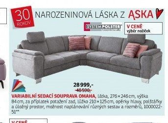 Variabilní sedací souprava Omaha - ASKO akcniletaky.com