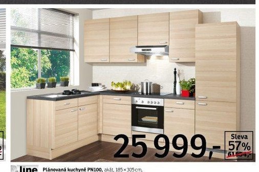 Plánovaná kuchyně PN100, akát, 185x305 cm - ASKO akcniletaky.com