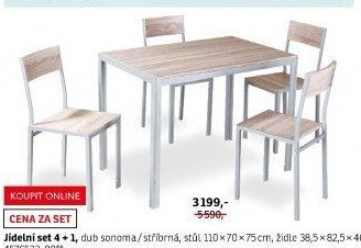 Jídelní set 4+1 (dub sonoma/stříbrná) - ASKO akcniletaky.com