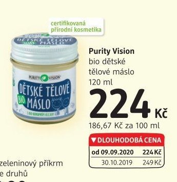 Purity Vision bio dětské tělové máslo 120 ml
