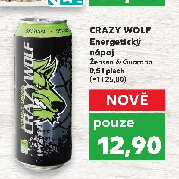 CRAZY WOLF Energetický nápoj Ženšen & Guarana 0,5 l plech