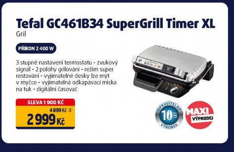 Tefal GC461B34 SuperGrill Timer XL