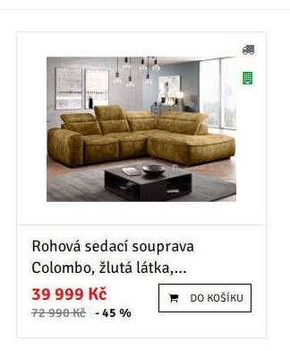 Rohová sedací souprava Colombo, žlutá látka - ASKO akcniletaky.com