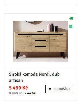 Široká komoda Nordi, dub artisan - ASKO akcniletaky.com