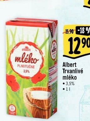 Mléko trvanlivé Albert - 3,5% plnotučné