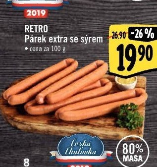 Párky extra se sýrem Albert Retro