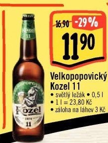 Pivo světlý ležák 11° Medium Velkopopovický Kozel