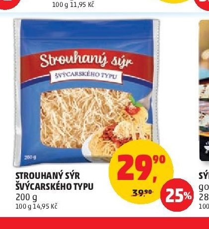 Strouhaný sýr švýcarského typu