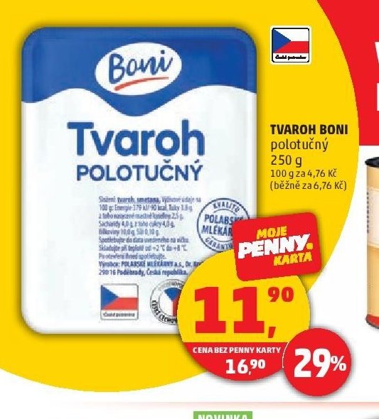 Tvaroh Boni polotučný