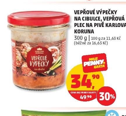 Vepřové výpečky na cibulce, plec na pivě Karlova Koruna