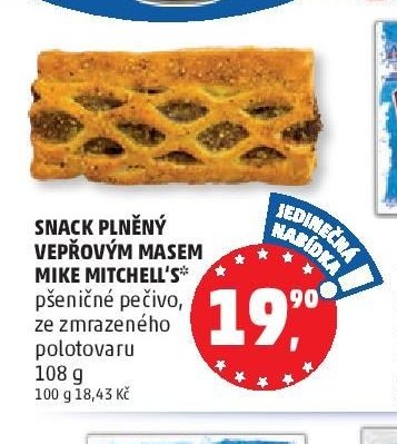 SNACK PLNĚNÝ VEPŘOVÝM MASEM MIKE MITCHELL'S