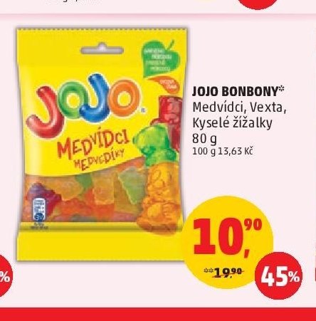 JOJO BONBONY Medvídci, Vexta, Kyselé žížalky 80 g