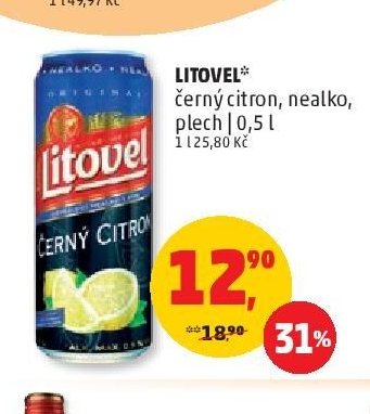 LITOVEL černý citron, nealko, plech 0,5 l