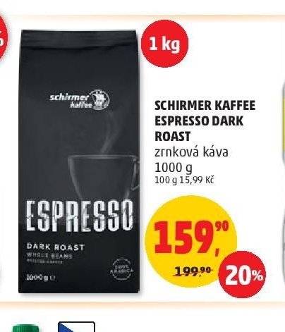 Schirmer Kaffee Espresso Dark Roast zrnková káva 1000 g
