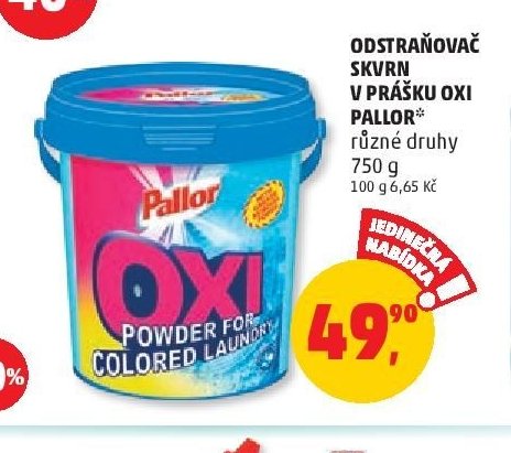 ODSTRAŇOVAČ SKVRN V PRÁŠKU OXI PALLOR